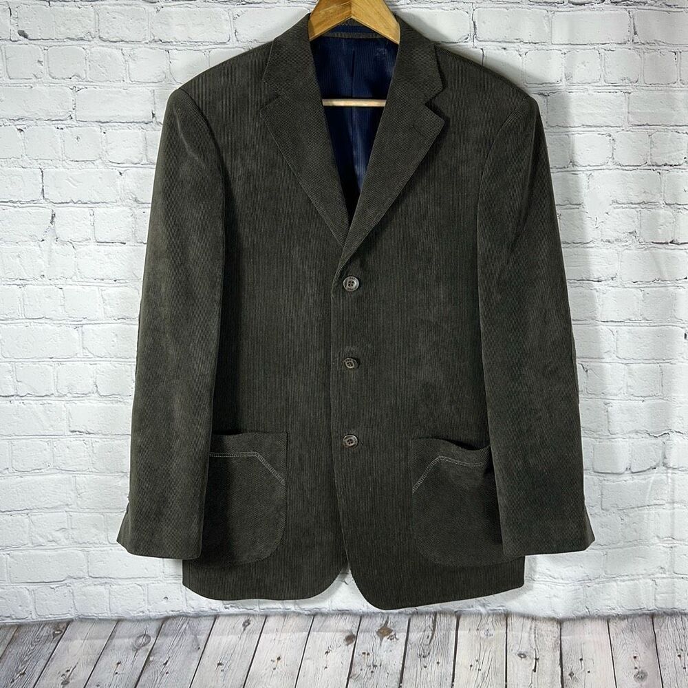 Brown Corduroy Western Jacket Blazer Mens Rockabilly Cowboy 46B Elbow Patches